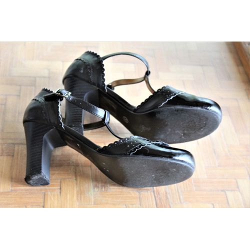 Chaussures À Brides Neuves Promod En Cuir Noir.Pointure Indiquèe:37