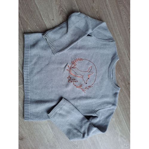 Pull Coton Fille Gris Fantaisie La Redoute - 8 Ans
