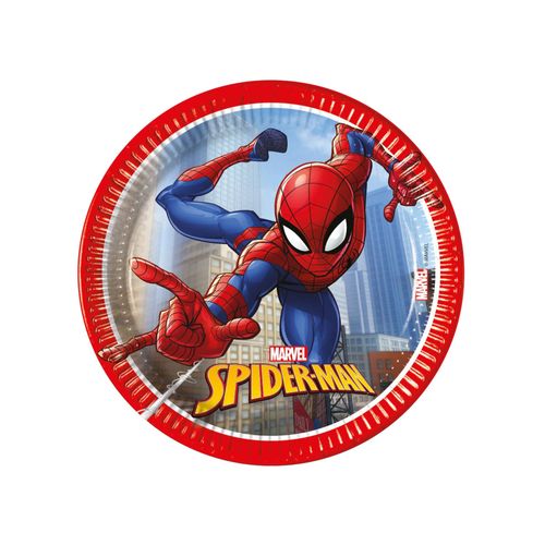 8 Assiettes En Carton Spiderman Fighter 20 Cm