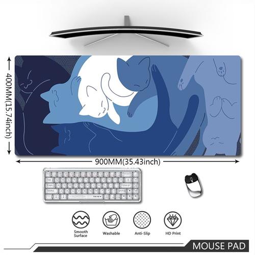 Tapis de Souris XXL Grand Tapis de Bureau PC Gamers Mousepad Noir