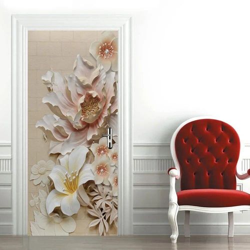 Papier peint auto-adhésif paysage forestier pour portes,impression rétro,bois,autocollant de porte 3D,salon,décoration de chambre à coucher,étanche