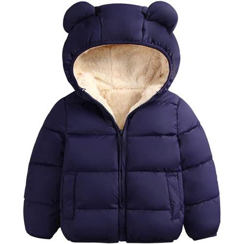 Manteau D'hiver Pour Enfants Avec Capuche Et Oreilles 3d - Fermeture Éclair - Solide Et Chaud - Pour Bébés Garçons Et Filles