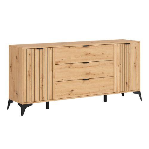 Buffet 2 Portes 3 Tiroirs 180 Cm Stratifiés Beige