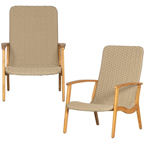 Lot De 2 Chaises De Jardin En Bois Et Corde Armée Vert