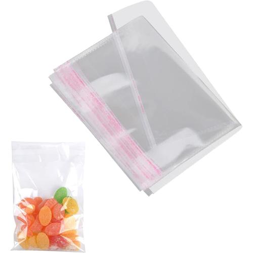 Sac Cellophane,Sac Cellophane Transparent,Opp Sachet Plastique Transparent,Pochette Cellophane,Sac Cellophane Adhesif,Pour Bonbons,Cadeaux,Bijoux,Chocolats,Photos,5 X 20 Cm,100 Pièces