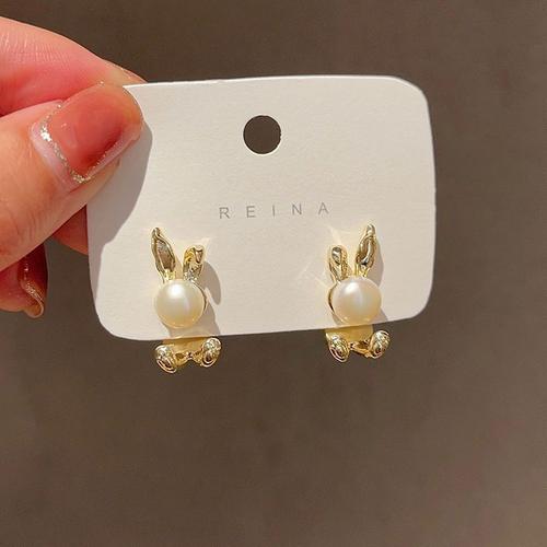 Couleur Or Boucles D'oreilles Lapin En Perles Pour Femmes