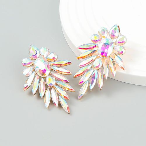 Couleur Eh15997abc Boucles D'oreilles Géométriques En Métal Et Strass Pour Femme, Accessoires Brillants Et Simples, Mode Décontractée, Fête, Automne