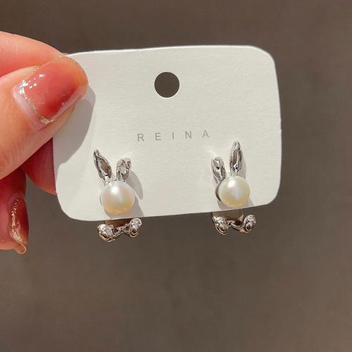 Couleur Argent Boucles D'oreilles Lapin En Perles Pour Femmes