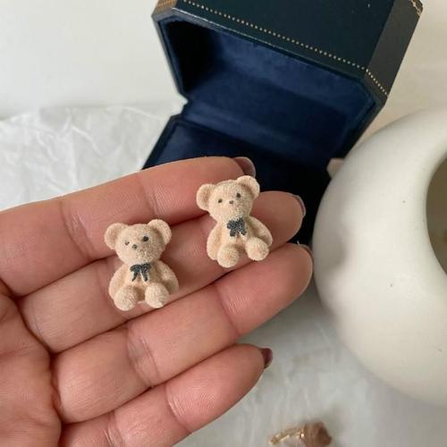 Couleur Er332 Beige Boucles D'oreilles Coréennes En Forme De Chat En Peluche Pour Femmes Et Filles, Bijoux À La Mode, En Forme D'animal Mignon