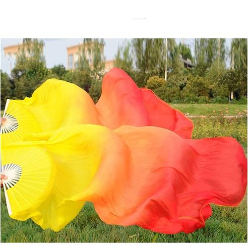 Beau Colorful Belly Dance Tissu Fans De Style Chinois Vidons De Danse Ventilateur De Danse Fan Bamboo Fan Cadeaux Femmes Cadeaux 31cm Décoration De Danse Accessoires De Performance (Couleur: 9, Taille