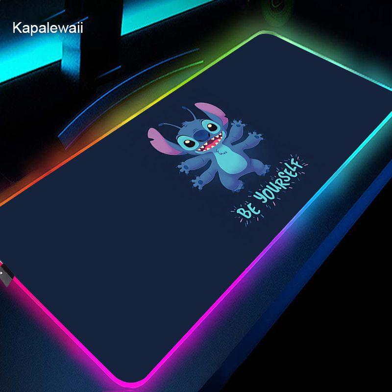 kawaii Pink Stitch - tapis de souris de jeu RGB LED Xxl