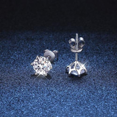 Bouchon D'oreille Couleur 0.5ct(5mm) Boucles D'oreilles En Argent Sterling 925, 0.3-2ct, Moissanite, À Vis, Goutte 6 Dents, Diamant D Gra, Pour Femmes, Bijoux Fins Pour Fête De Mariage