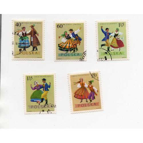 Pologne- Lot De 5 Timbres Oblitérés- Costumes