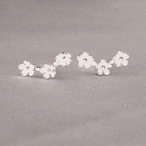 Colorier Trois Fleurs Mini Boucles D'oreilles Papillon Marguerite Pour Femmes, Aiguilles En Argent, Pour Prévenir Les Allergies, Noël, 925\Nbijoux À La Mode