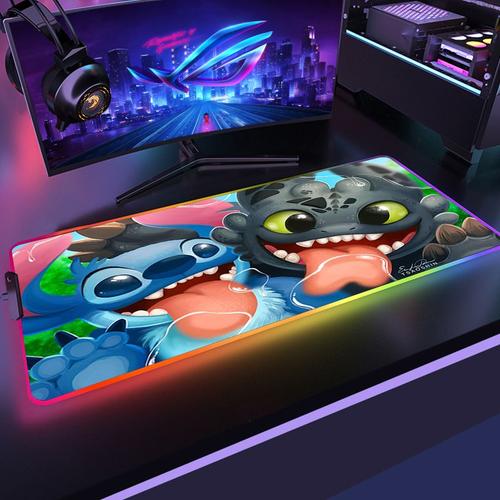 kawaii Pink Stitch - tapis de souris de jeu RGB LED Xxl