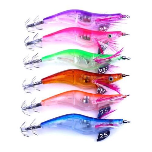 6pc Led Electronic Light Prawns Curls Squid Jigs Bait Bass Lure Fish Equipment Rw0702221 L09982