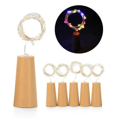 6 Pcs 15 Leds Bricolage Bouteille Liège Chaîne Lumières Argent Fil Lumière Étoilée Pour Le Mariage Fête D'anniversaire Coloré