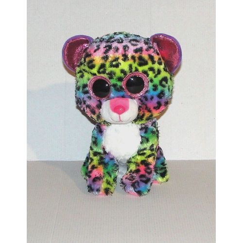Peluche Chat Panthere Dotty Arc En Ciel Ty - Doudou Animal Tysilk Multicolore Assis 22 Cm