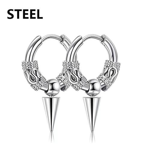 Couleur Stylec-Steel-1pairs Créoles Punk En Acier Inoxydable Pour Hommes Et Femmes, 2 Pièces, Boucles D'oreilles, Totem, Hip Hop, Gothique, Bijoux, Cadeau De Fête