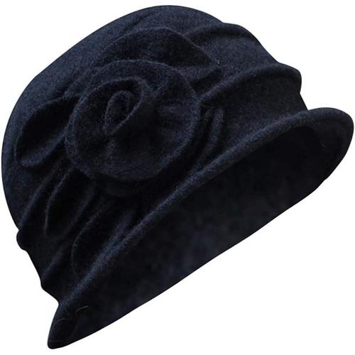 Élégant Seau Casquette Laine Vintage Chapeau Hiver Dames Femmes Fleur Cloche Casquettes De Baseball Bonnet Ski Marrant Casquette Visière Plate Noire Bonnet Femme Hiver