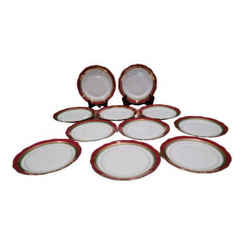 11 Assiettes Dessert Porcelaine De Sologne Larchevque Dore