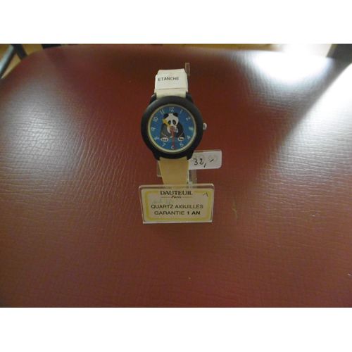 Montre Enfants Mixte Affichage Analogique Quartz Cadran Bleu Avec Panda Au Centre Bracelet Plastique Blanc Dauteuil D065a01