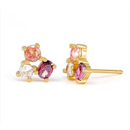 Couleur Marron Clair Boucles D'oreilles En Diamant Pour Femmes, Piercing En Argent Sterling 925, Aiguille Exquise En Cristal, Bijoux À La Mode