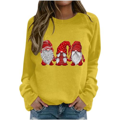 Femme Pull De Noel - Manches Longues Col Rond Outdoor Basic Sweat Pas Cher Sweatshirt Grande Taille Xmas Pull Ado Hiver Mode Pull