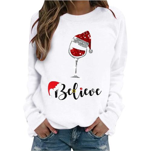 Pull Noël Femme - Manches Longues Col Rond Déguisement De Noël Merry Christmas Sweatshirt Sweatshirt Grande Taille Chaud Chic Ample Sweater Hiver Mode Pull