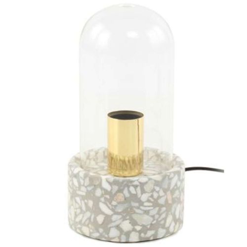 Paris Prix - Lampe À Poser Avec Dôme "Curacao" 24cm Gris & Blanc