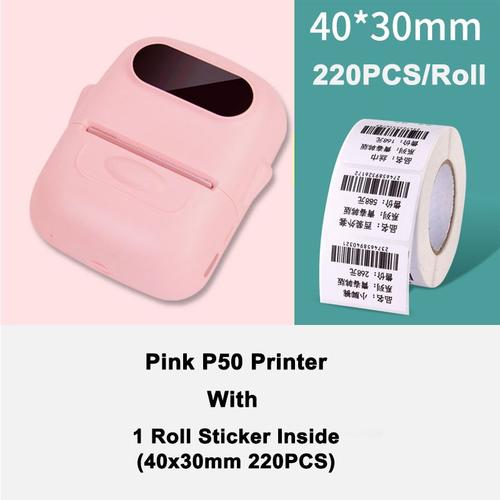Pink P50 avec 1Roll - Marklife Mini imprimante couleur de poche Bluetooth, Mini  imprimante Portable thermique pour Photo, impression'étiquettes  autocollantes