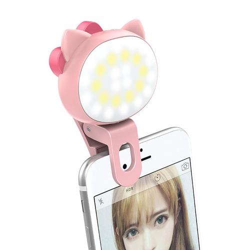 Mini lampe à selfie à clipser, rechargeable à 9 niveaux, luminosité réglable, 32 LED, 2 à 8 heures, éclairage flash USB pour iPhone/téléphone Android