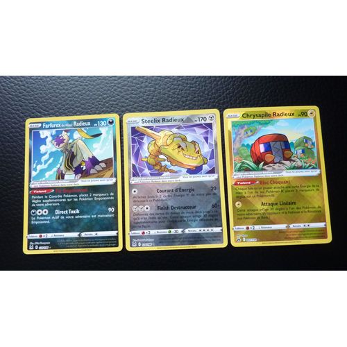 Farfurex 123/196 - Steelix 124/196 - Chrysapile 051/159 - Lot De 3 Cartes Pokemon Radieux Epée Bouclier