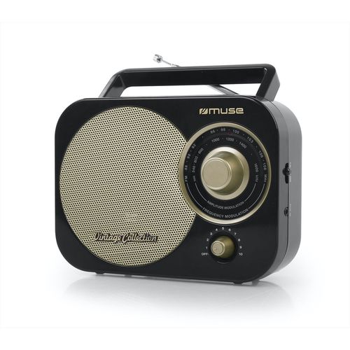 Radio Portable Muse M-055 RB - Look Rétro Design - FM/MW - Antenne FM pivotante - Prise auxiliaire (pour lecteur MP3)