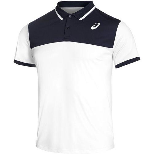 Court Polo Hommes - Blanc , Bleu Foncé