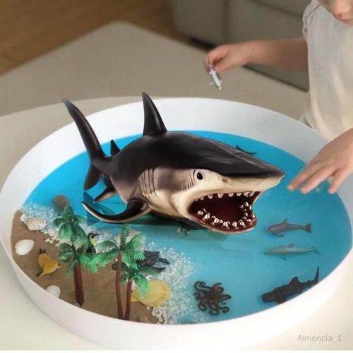 Almencla Sea Life Requin Animal Figurine Figurine Miniature Animal Marin Requin Modèle Pour Cadeaux D'anniversaire Collection Jouet Éducatif Garçons Filles