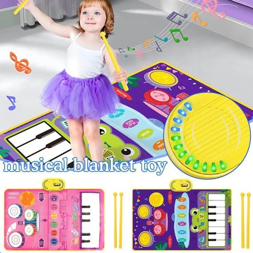 Polymères Musicaux Pour Enfants,Clavier De Piano Et Batterie,2 Baguettes,Contrôle Du Volume Réglable,Couverture Itude Pliable,2 En 1