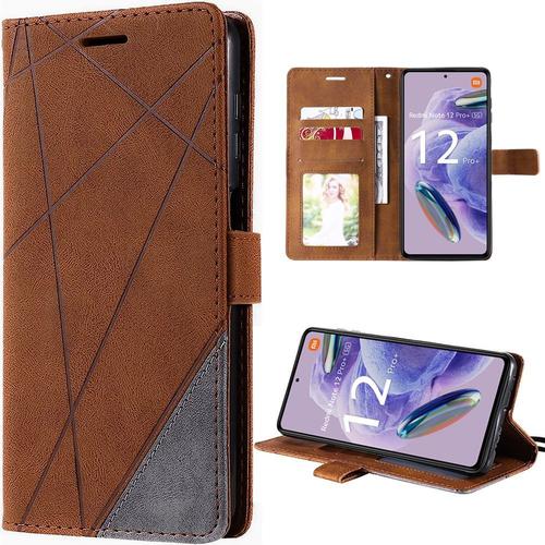 Coque Pour Redmi Note 12 Pro+/12 Pro Plus - Effet Cuir Anti Rayure Antichoc - Marron - E.F.Connection