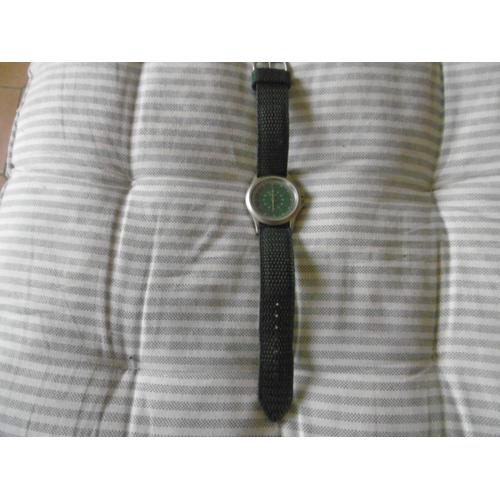 Montre Enfants Mixte Affichage Analogique Quartz Cadran Fond Vert Bracelet Cuir Et Tissu Vert Dauteuil C017a02