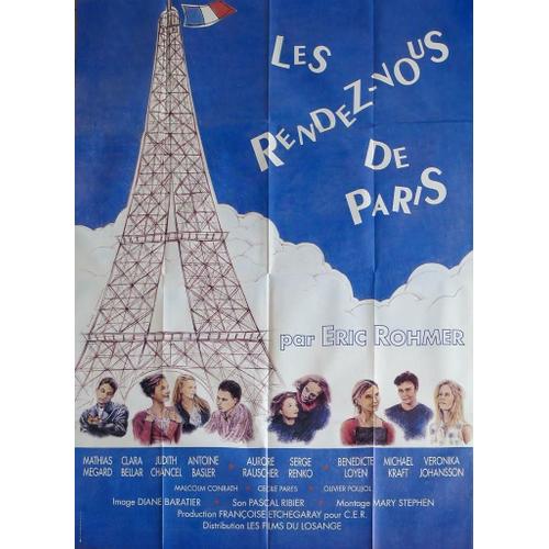 Les Rendez-Vous De Paris - Affiche Originale De Cinéma - Format 120x160 - Un Film De Eric Rohmer Avec Clara Bellar, Antoine Basler, Mathias Mégard, Judith Chancel - Année 1994