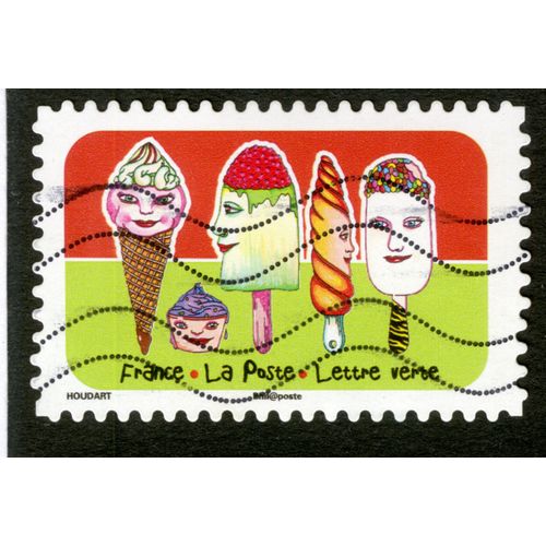 Timbre Oblitéré Glaces, France, La Poste, Lettre Verte, Houdart