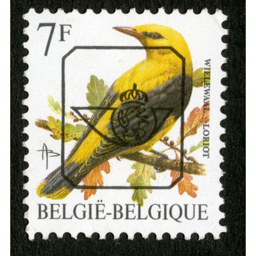 Timbre Oblitéré Belgie, Belgique, Wielewal, Loriot, 7 F