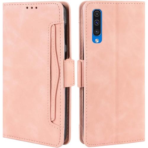 Coque Pour Samsung Galaxy A30s, Housse À Rabat En Premium Pu Cuir Flip Cover Case Antichoc Portefeuille Etui Pour Samsung Galaxy A30s Coque, Pink