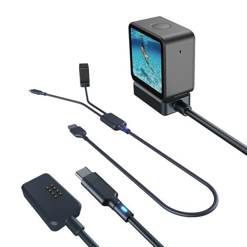 chargeur rapide intelligent 2 en 1 Base magnétique câble de Transmission de données de Type C pour DJI Action 2 double écran caméra Combo d'alimentation