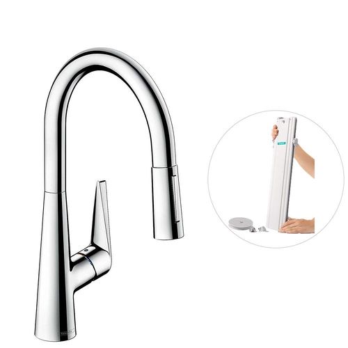 Hansgrohe Mitigeur cuisine, confort-Hauteur 200 mm, avec douchette extractible et tuyau Box, chromé