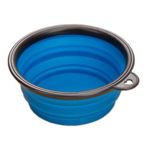 Chien Silicone Pliable Food & Water Voyage Bowl Mangeoire, Bleu(13*9*5cm)