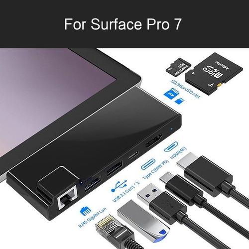 USB C Hub For Surface Pro 7 Dock card reader 4K HDMI RJ45 Gigabit Ethernet PD USB-C adapter SD/TF micro SD For Microsoft Pro7