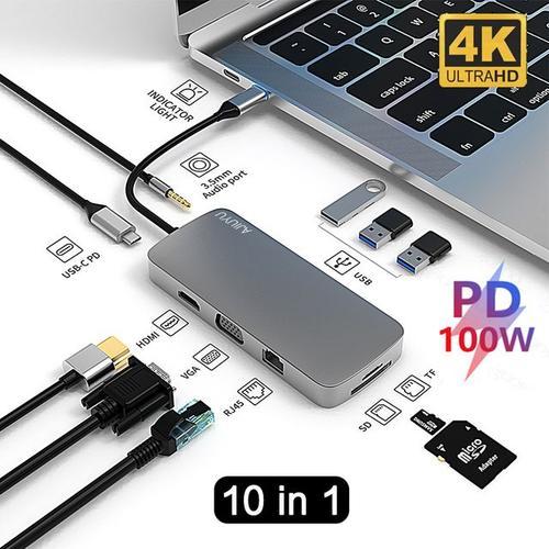 6 Ports USB C HUB Type C Adapter to HDMI 4K@30HZ PD Charge USB 3.0 Splitter Type-C Dock Station For Surface Book Pro Accessories