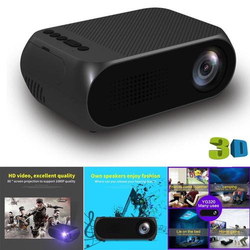 madkanao Projecteur LED 94 YG320 Mini Home Cinéma Cinéma TV Portable 1080P HDMI / USB / SD / AV BK