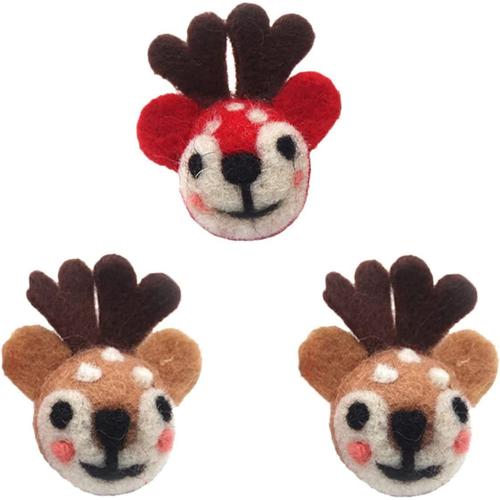 3 Pièces Tête De Cerf Broche Accessoire Accessoires Pour Bijoux Dessin Animé Wapiti Broche Dessin Animé Revers Bricolage Ornements De Noël Feutre Bande Dessinée Du Sein